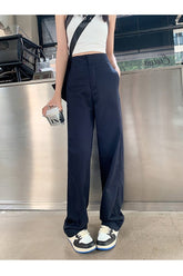 High Waist Pants Pockets Loose High Street